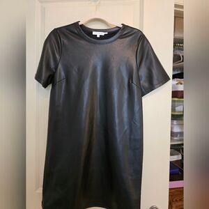 Good American Black Faux Leather Mini Dress